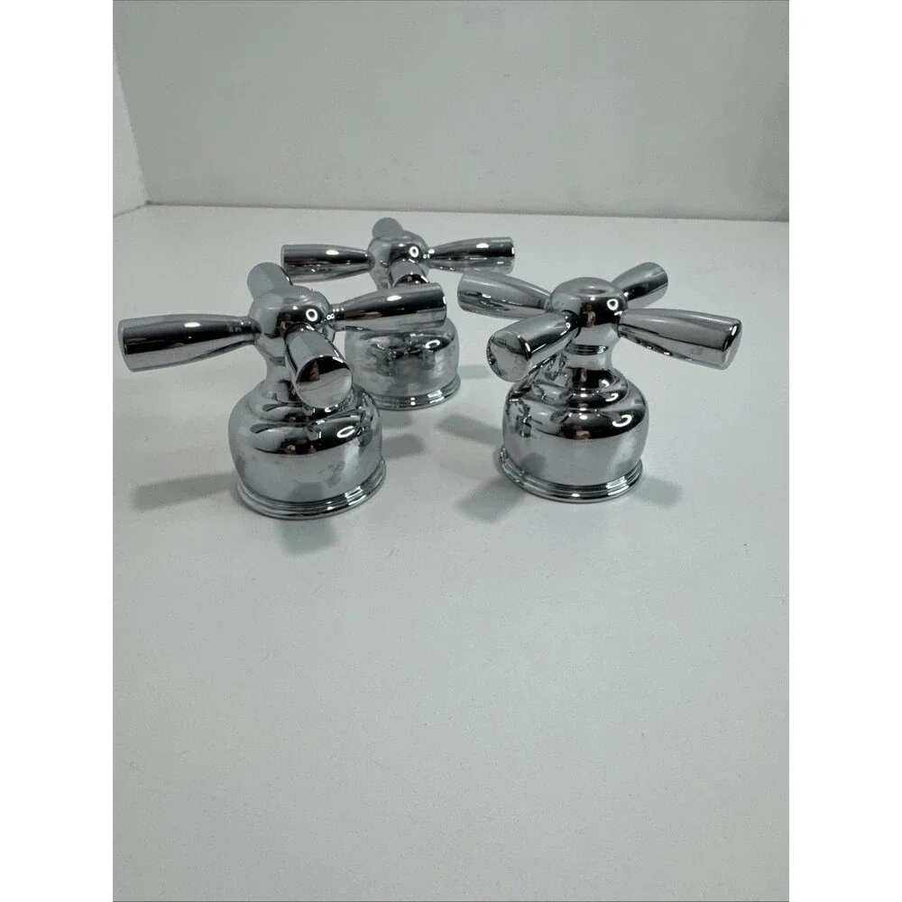 Delta Faucet Handle - Chrome Classic Single Handle Metal Cross Lot 3